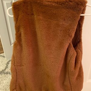 Brown faux fur vest